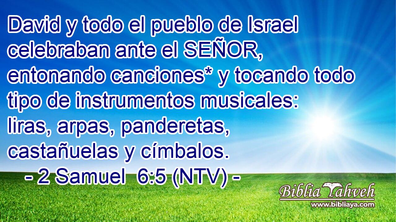 David y todo el pueblo de Israel celebraban ante el SEÑOR, entonando canciones* y tocando todo tipo de instrumentos musicales: liras, arpas, panderetas, castañuelas y címbalos.