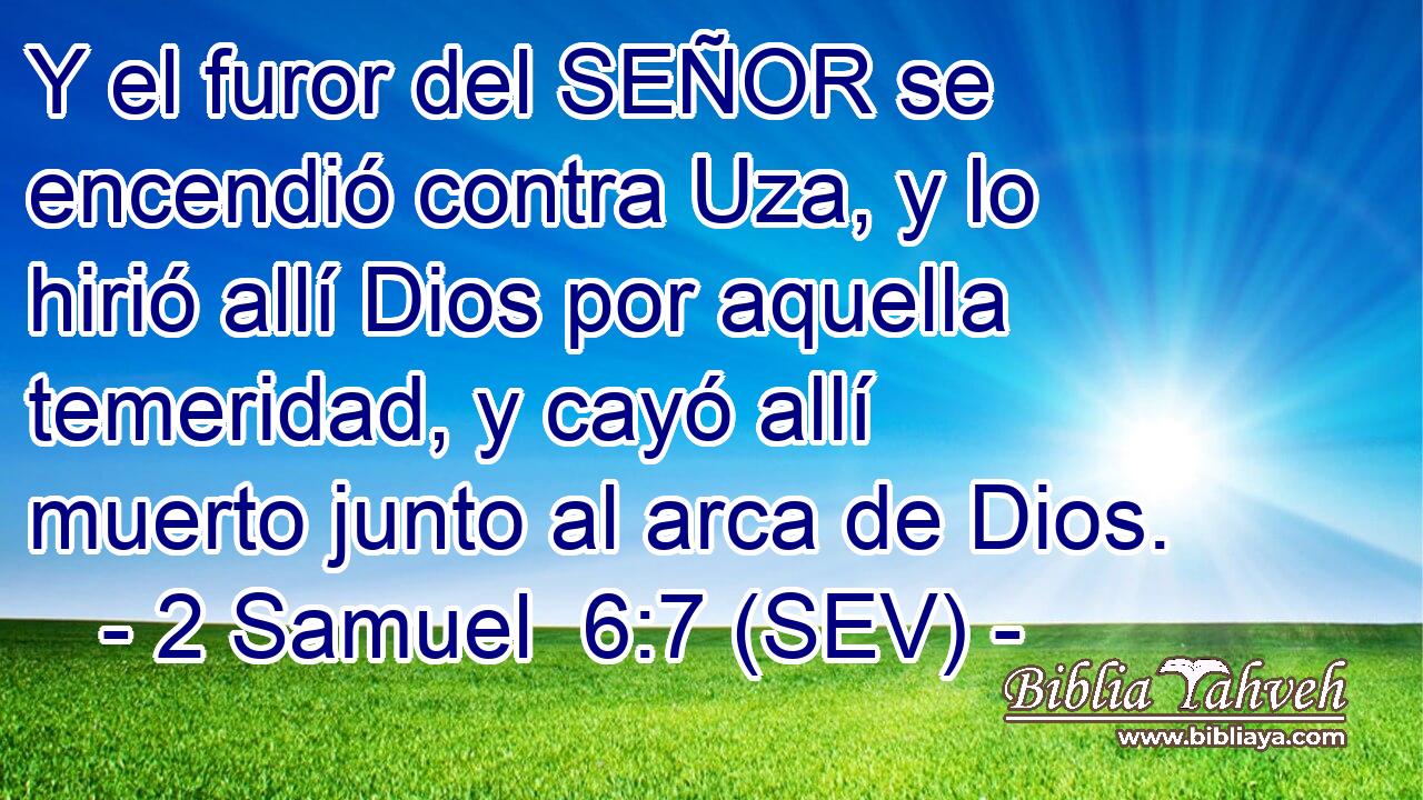 Y el furor del SEÑOR se encendió contra Uza, y lo hirió allí Dios por aquella temeridad, y cayó allí muerto junto al arca de Dios.