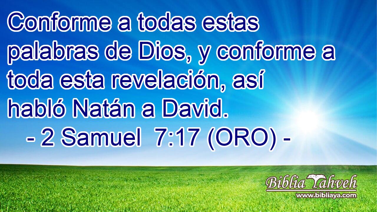  Conforme a todas estas palabras de Dios, y conforme a toda esta revelación, así habló Natán a David. 