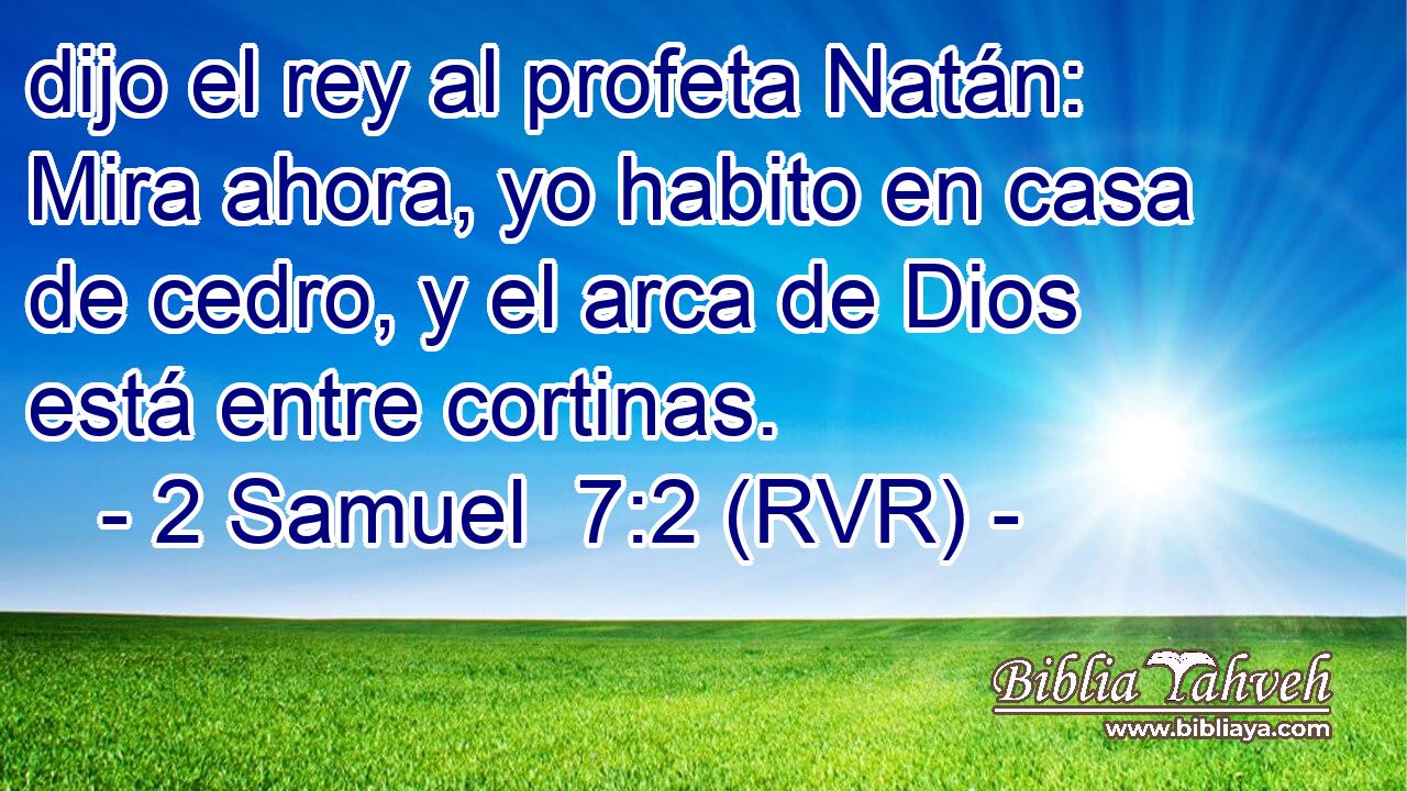 dijo el rey al profeta Natán: Mira ahora, yo habito en casa de cedro, y el arca de Dios está entre cortinas.