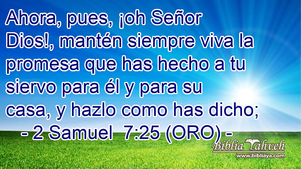  Ahora, pues, ¡oh Señor Dios!, mantén siempre viva la promesa que has hecho a tu siervo para él y para su casa, y hazlo como has dicho; 