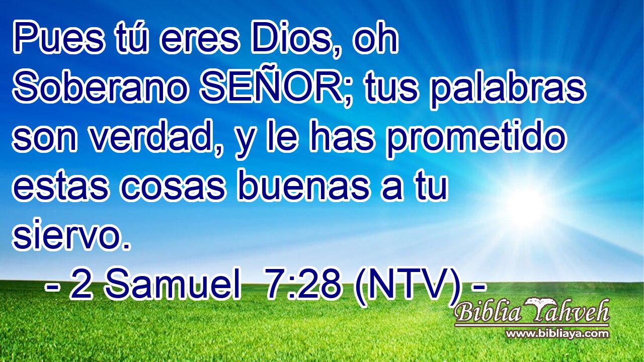 Pues tú eres Dios, oh Soberano SEÑOR; tus palabras son verdad, y le has prometido estas cosas buenas a tu siervo.