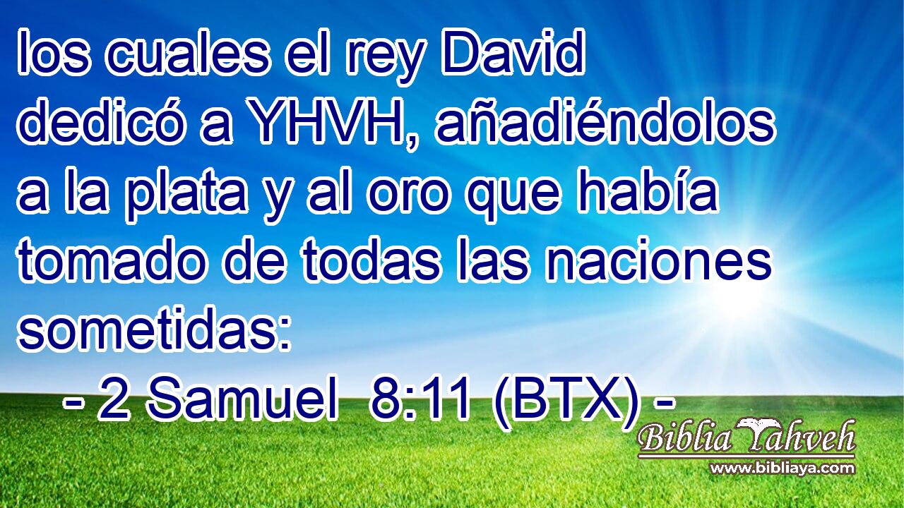 los cuales el rey David dedicó a YHVH, añadiéndolos a la plata y al oro que había tomado de todas las naciones sometidas: