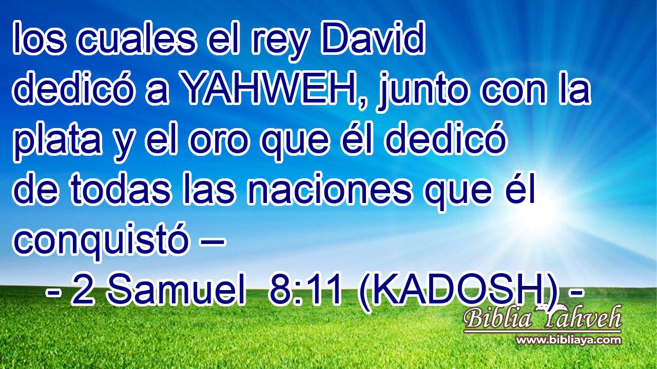  los cuales el rey David dedicó a YAHWEH, junto con la plata y el oro que él dedicó de todas las naciones que él conquistó – 