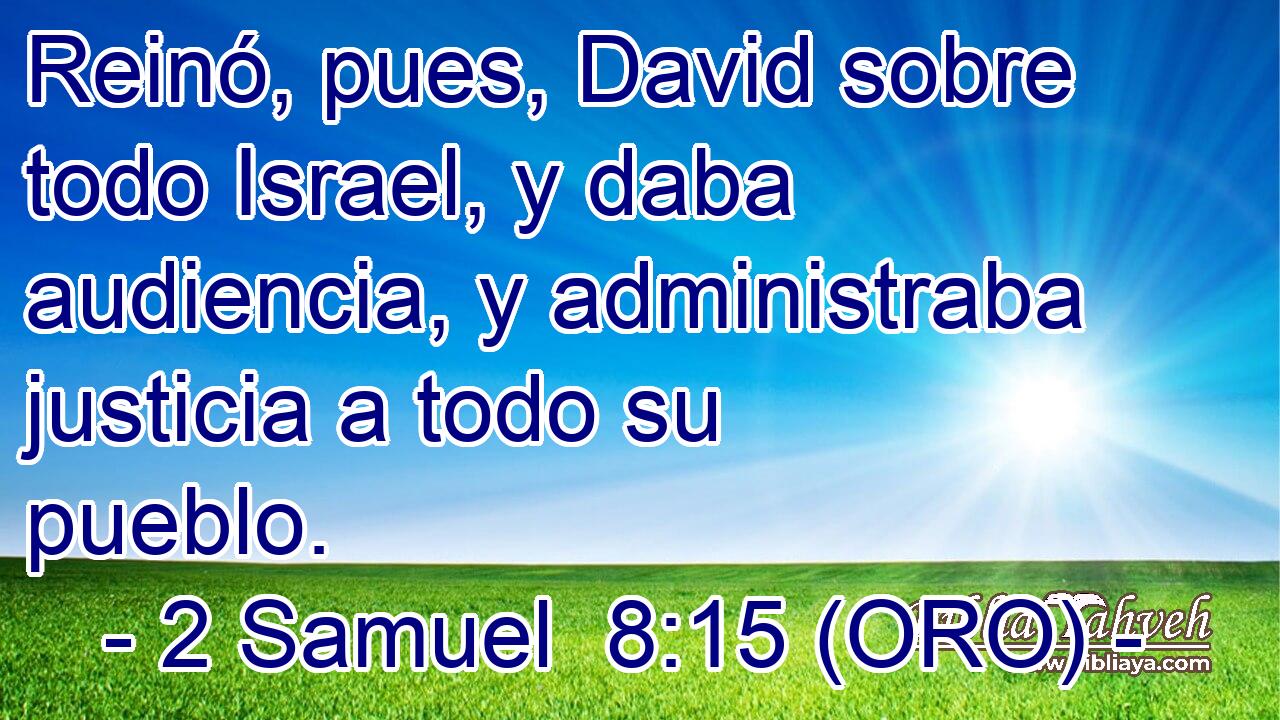 Reinó, pues, David sobre todo Israel, y daba audiencia, y administraba justicia a todo su pueblo. 