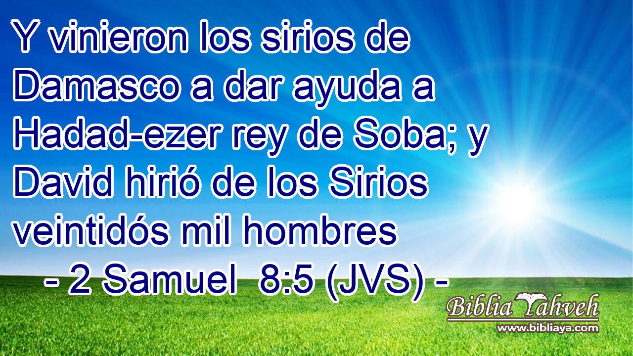 Y vinieron los sirios de Damasco a dar ayuda a Hadad-ezer rey de Soba; y David hirió de los Sirios veintidós mil hombres