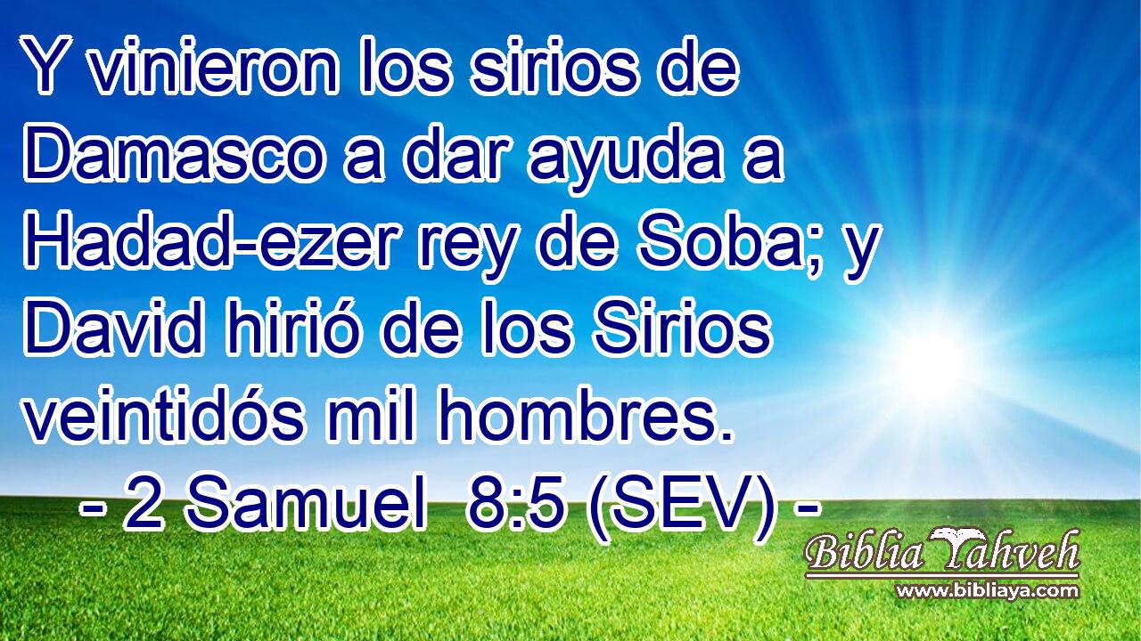 Y vinieron los sirios de Damasco a dar ayuda a Hadad-ezer rey de Soba; y David hirió de los Sirios veintidós mil hombres.