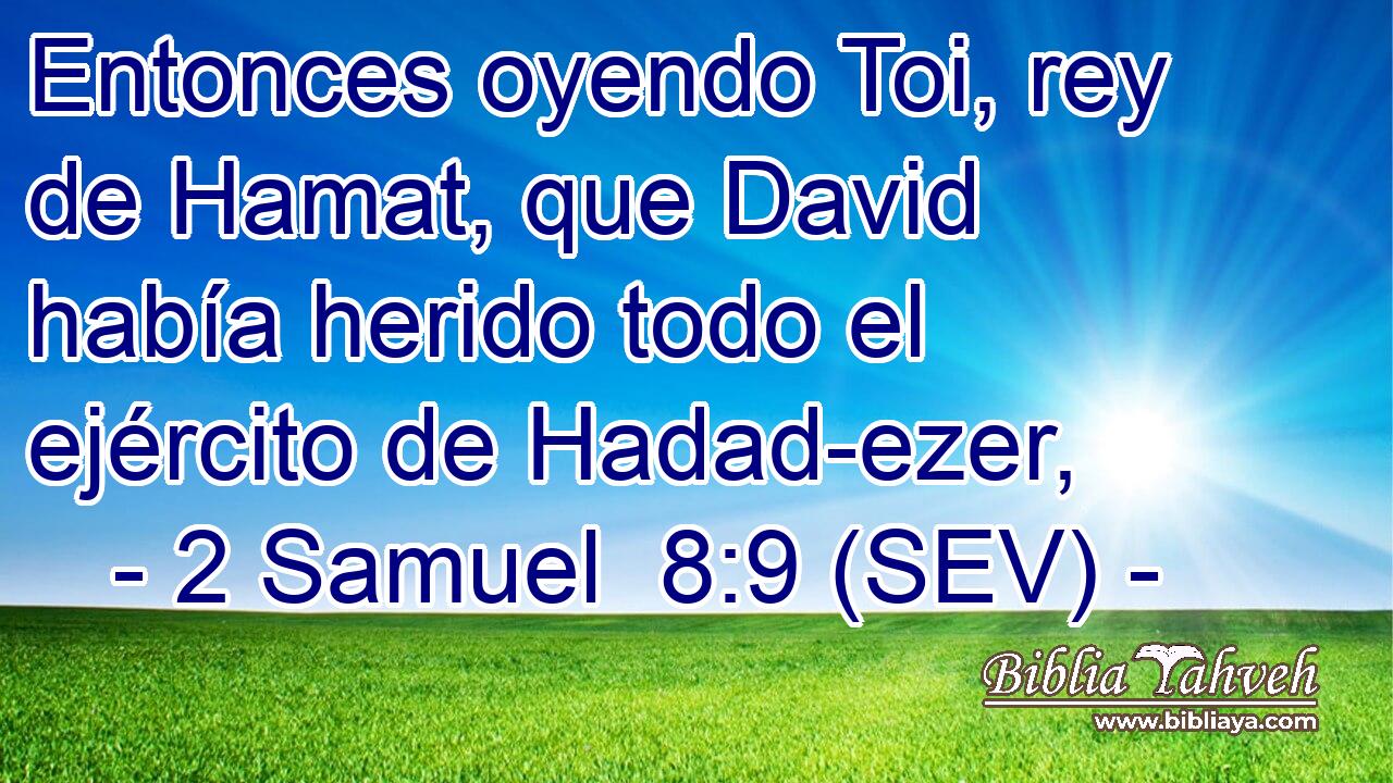 Entonces oyendo Toi, rey de Hamat, que David había herido todo el ejército de Hadad-ezer,