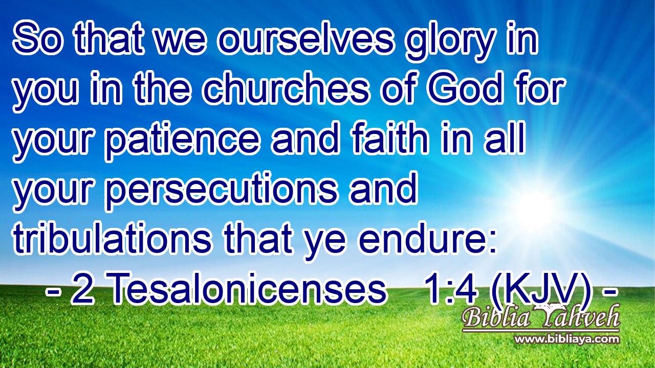 So that we ourselves glory in you in the churches of God for your patience and faith in all your persecutions and tribulations that ye endure: