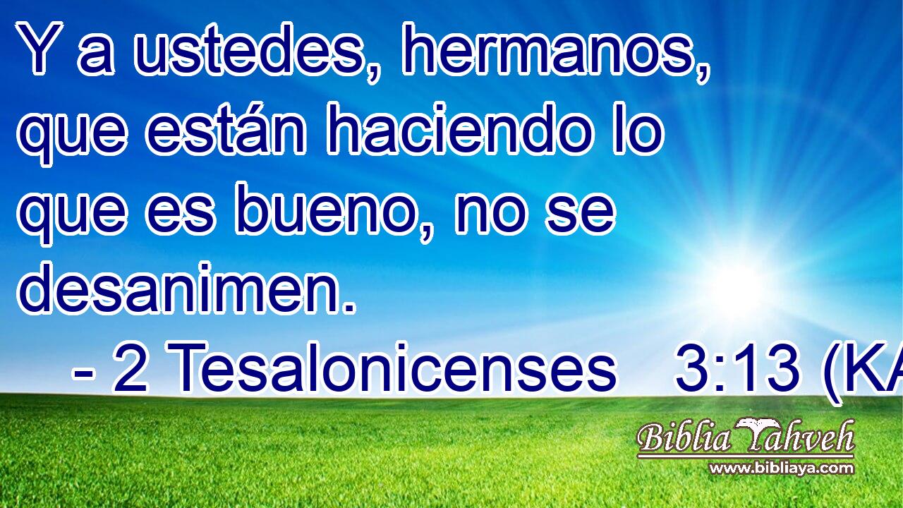  Y a ustedes, hermanos, que están haciendo lo que es bueno, no se desanimen. 