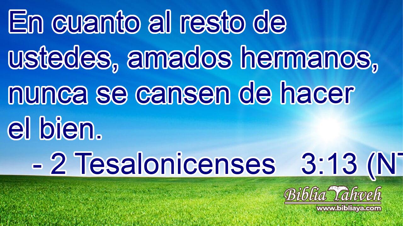 En cuanto al resto de ustedes, amados hermanos, nunca se cansen de hacer el bien.