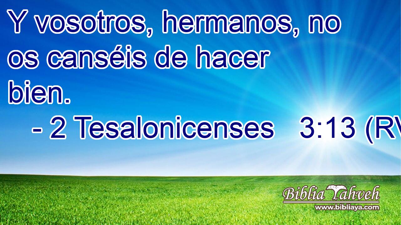 Y vosotros, hermanos, no os canséis de hacer bien.