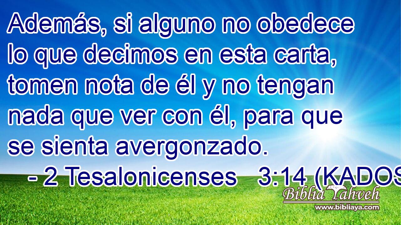  Además, si alguno no obedece lo que decimos en esta carta, tomen nota de él y no tengan nada que ver con él, para que se sienta avergonzado. 