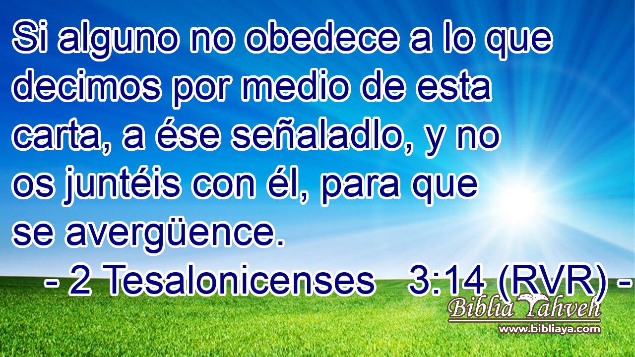 Si alguno no obedece a lo que decimos por medio de esta carta, a ése señaladlo, y no os juntéis con él, para que se avergüence.