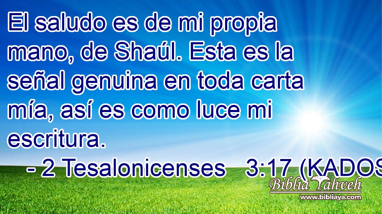  El saludo es de mi propia mano, de Shaúl. Esta es la señal genuina en toda carta mía, así es como luce mi escritura. 