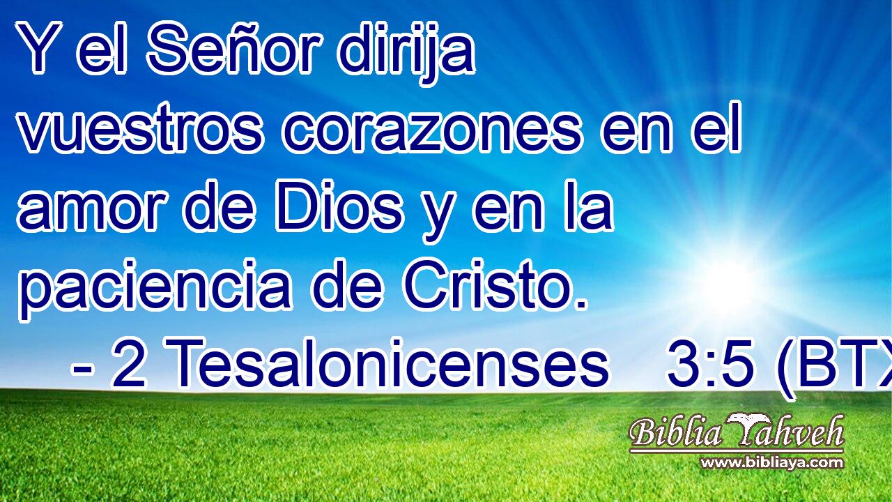 Y el Señor dirija vuestros corazones en el amor de Dios y en la paciencia de Cristo.