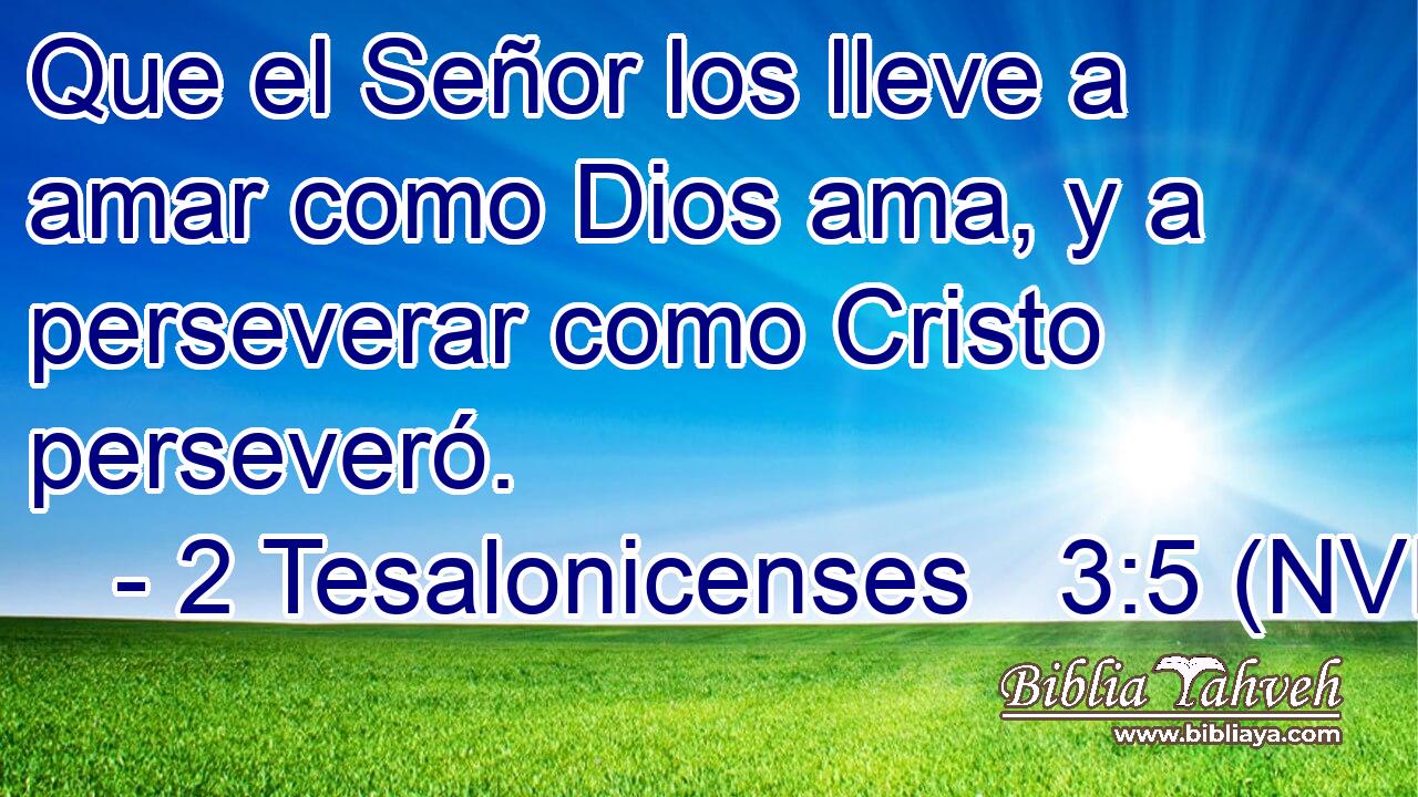  Que el Señor los lleve a amar como Dios ama, y a perseverar como Cristo perseveró. 