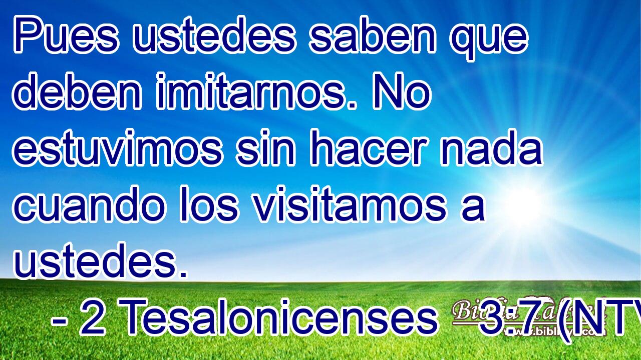 Pues ustedes saben que deben imitarnos. No estuvimos sin hacer nada cuando los visitamos a ustedes.