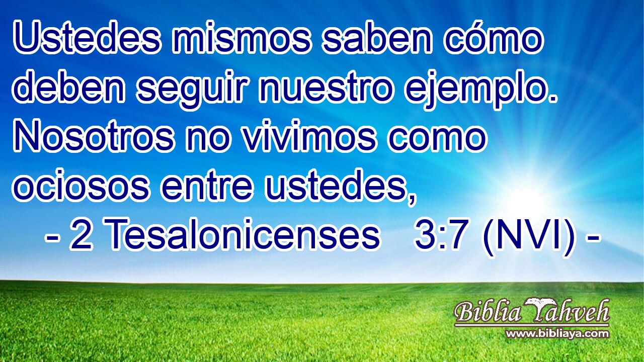  Ustedes mismos saben cómo deben seguir nuestro ejemplo. Nosotros no vivimos como ociosos entre ustedes, 