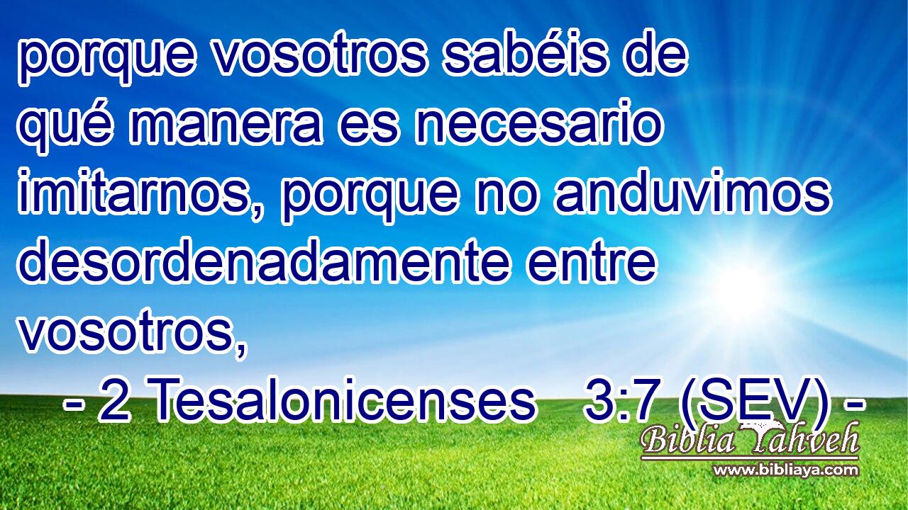 porque vosotros sabéis de qué manera es necesario imitarnos, porque no anduvimos desordenadamente entre vosotros,