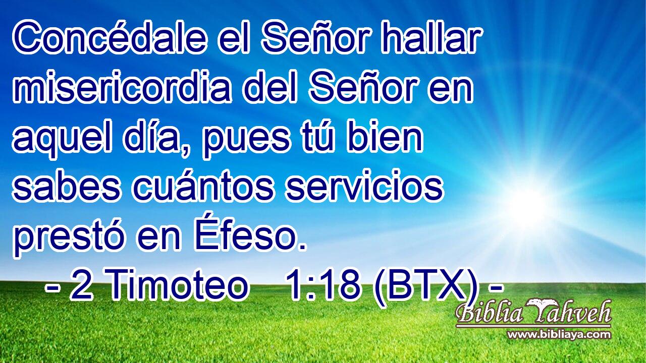 Concédale el Señor hallar misericordia del Señor en aquel día, pues tú bien sabes cuántos servicios prestó en Éfeso.