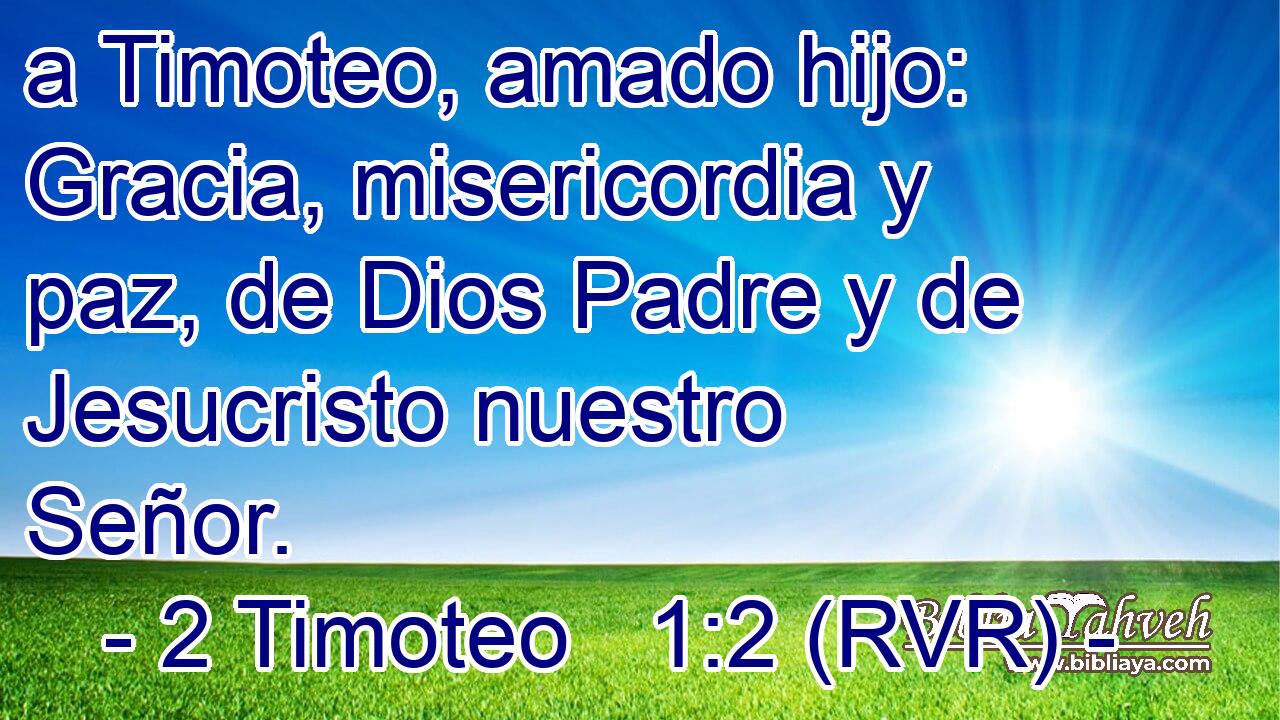 a Timoteo, amado hijo: Gracia, misericordia y paz, de Dios Padre y de Jesucristo nuestro Señor.