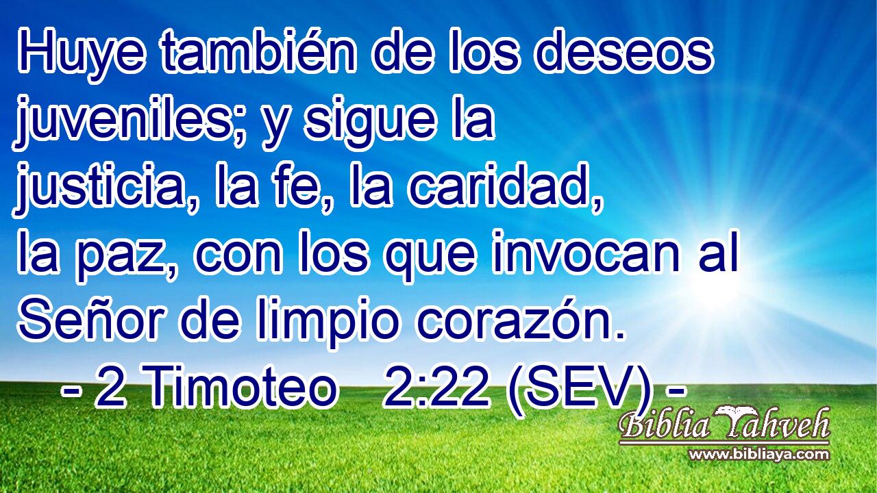 Huye también de los deseos juveniles; y sigue la justicia, la fe, la caridad, la paz, con los que invocan al Señor de limpio corazón.