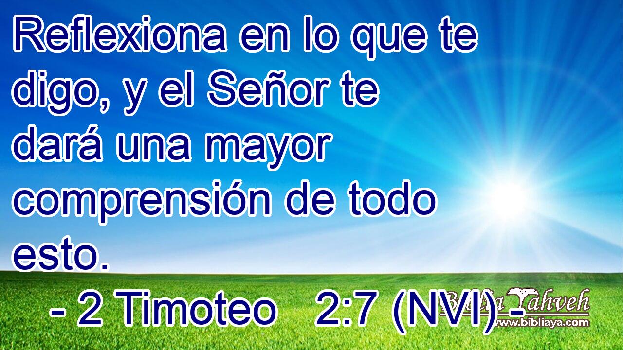  Reflexiona en lo que te digo, y el Señor te dará una mayor comprensión de todo esto. 