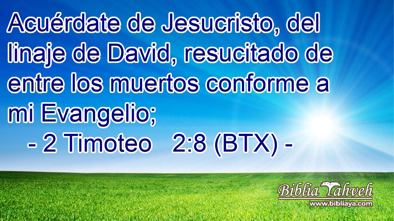 Acuérdate de Jesucristo, del linaje de David, resucitado de entre los muertos conforme a mi Evangelio;