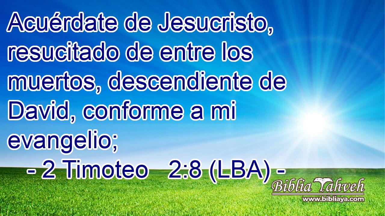 Acuérdate de Jesucristo, resucitado de entre los muertos, descendiente de David, conforme a mi evangelio;