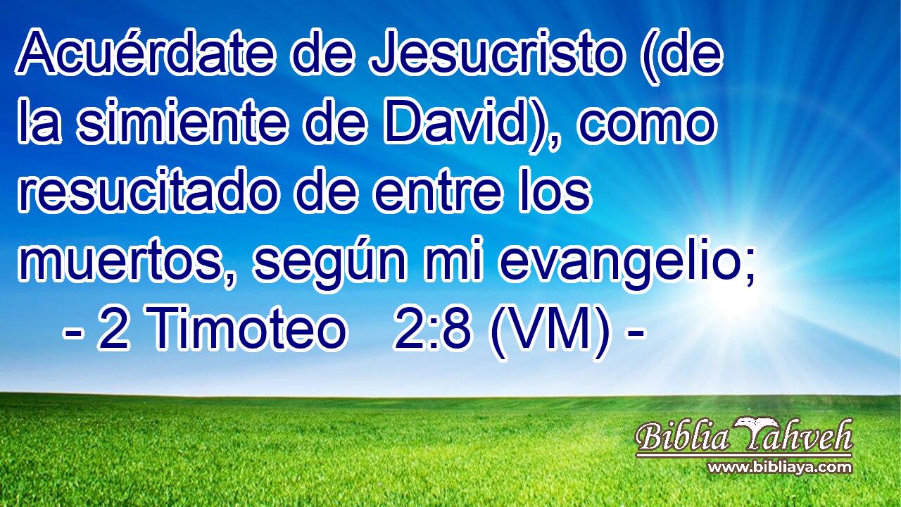  Acuérdate de Jesucristo (de la simiente de David), como resucitado de entre los muertos, según mi evangelio; 