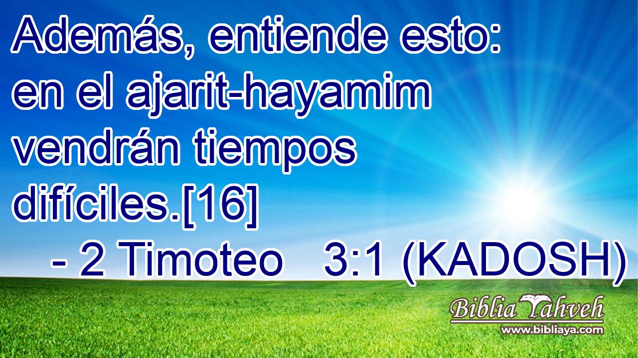  Además, entiende esto: en el ajarit-hayamim vendrán tiempos difíciles.[16] 