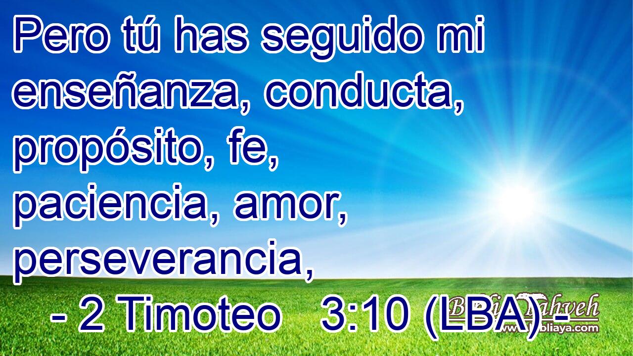 Pero tú has seguido mi enseñanza, conducta, propósito, fe, paciencia, amor, perseverancia,