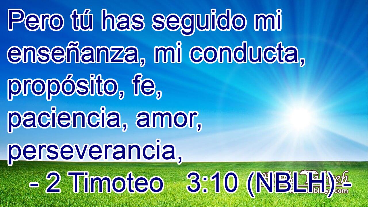  Pero tú has seguido mi enseñanza, mi conducta, propósito, fe, paciencia, amor, perseverancia, 