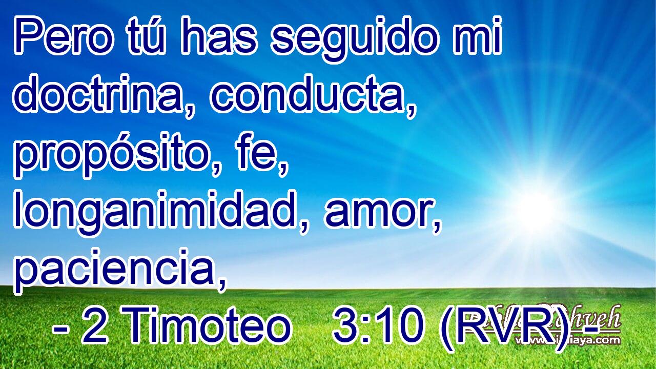 Pero tú has seguido mi doctrina, conducta, propósito, fe, longanimidad, amor, paciencia,