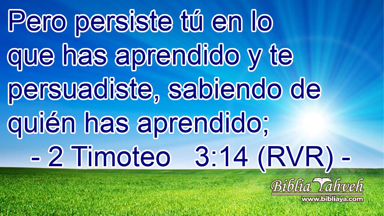 Pero persiste tú en lo que has aprendido y te persuadiste, sabiendo de quién has aprendido;