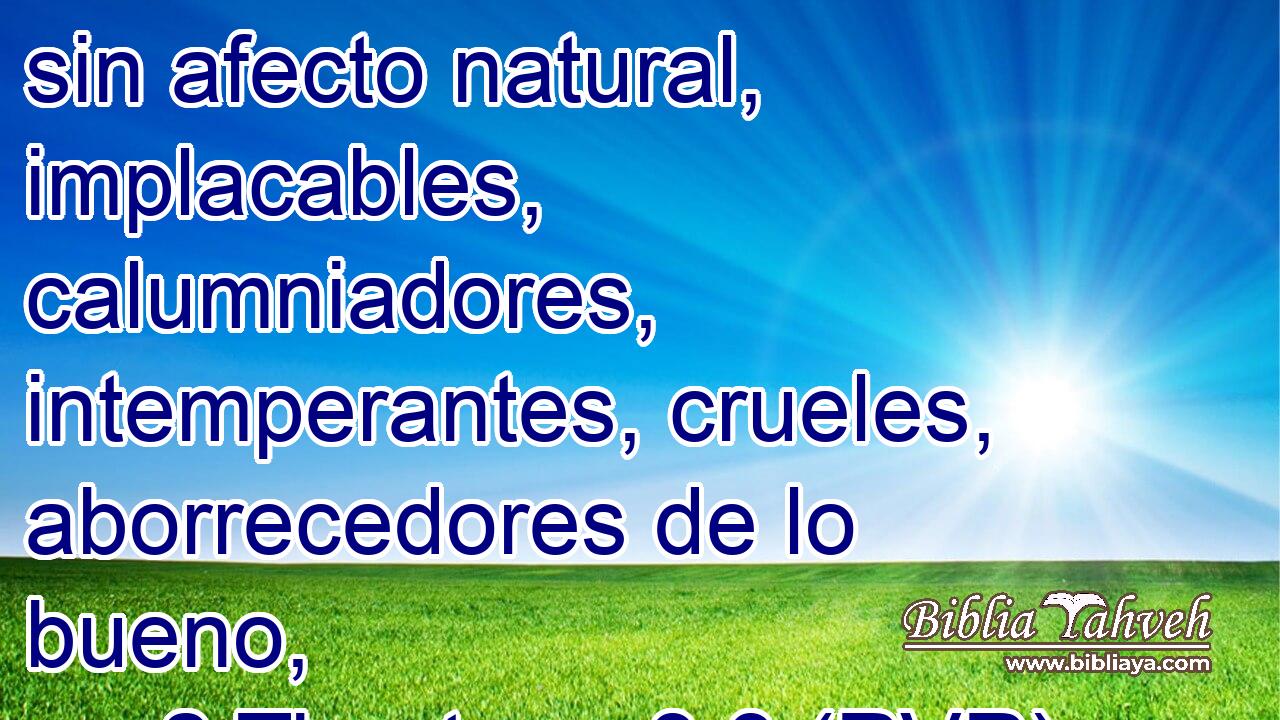 sin afecto natural, implacables, calumniadores, intemperantes, crueles, aborrecedores de lo bueno,