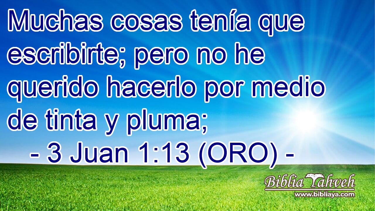  Muchas cosas tenía que escribirte; pero no he querido hacerlo por medio de tinta y pluma; 