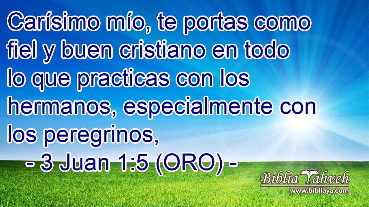  Carísimo mío, te portas como fiel y buen cristiano en todo lo que practicas con los hermanos, especialmente con los peregrinos, 