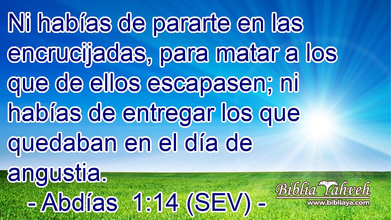 Ni habías de pararte en las encrucijadas, para matar a los que de ellos escapasen; ni habías de entregar los que quedaban en el día de angustia.