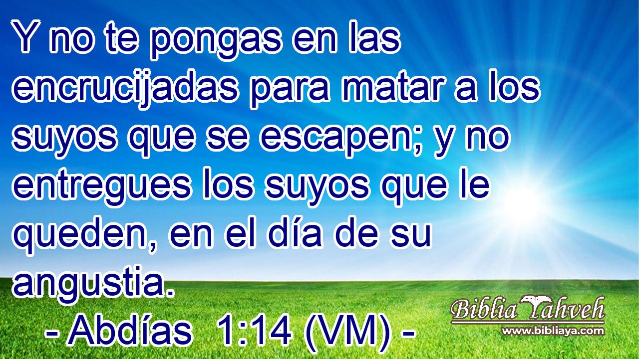  Y no te pongas en las encrucijadas para matar a los suyos que se escapen; y no entregues los suyos que le queden, en el día de su angustia. 