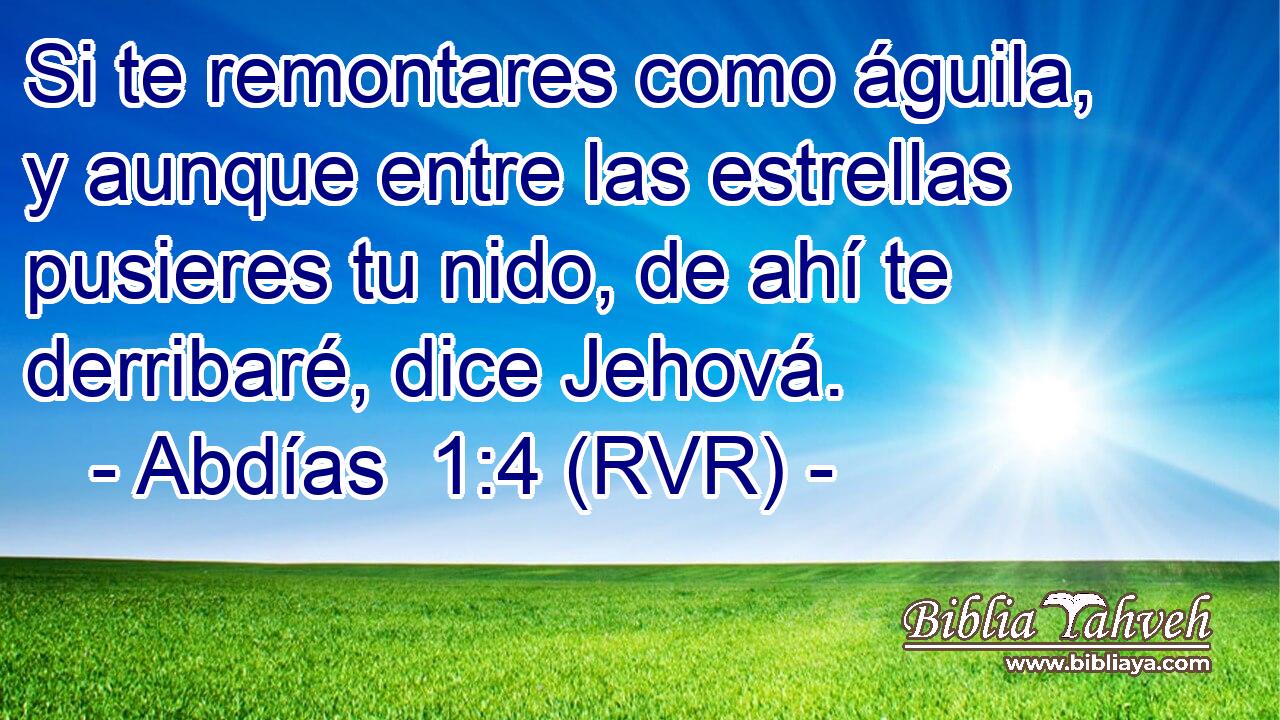 Abdías 1:4 (RVR) - Si te remontares como águila, y aunque entre...