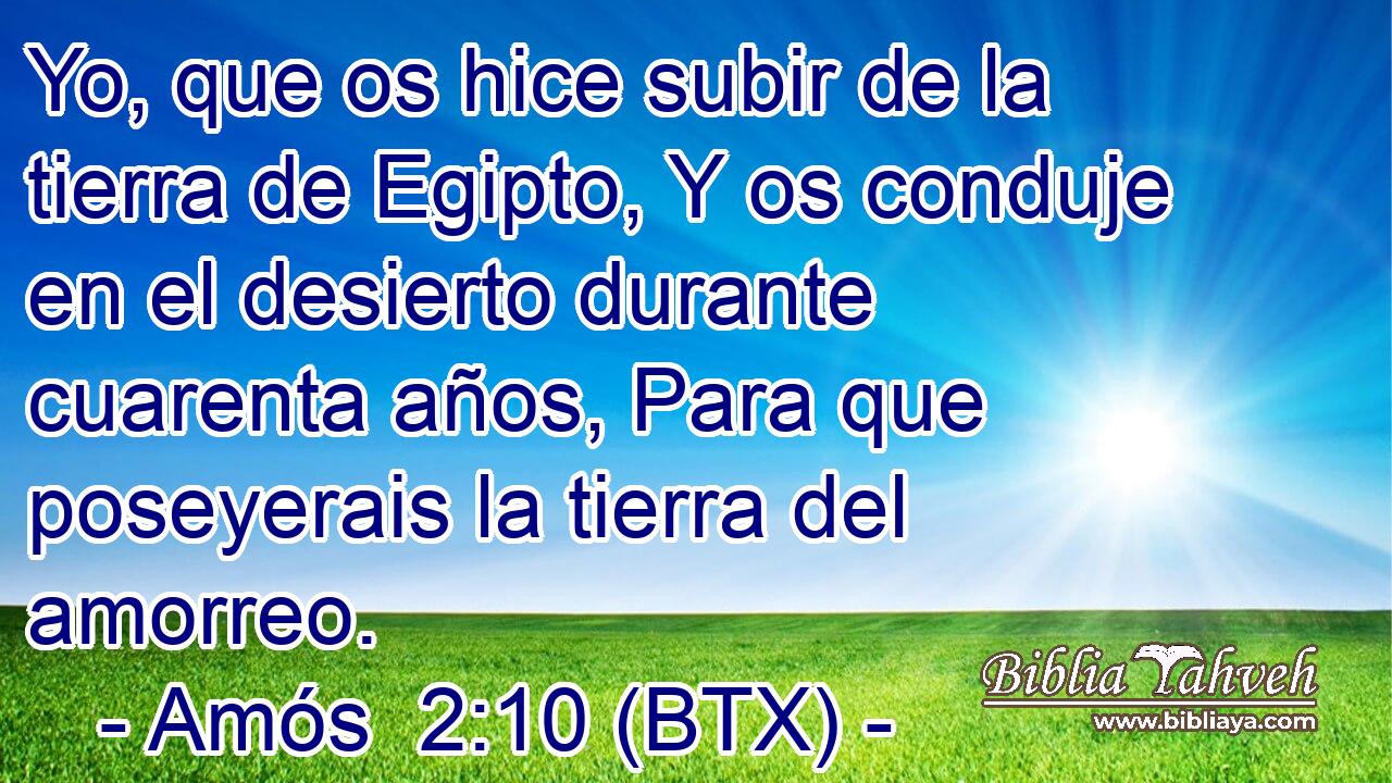 Yo, que os hice subir de la tierra de Egipto, Y os conduje en el desierto durante cuarenta años, Para que poseyerais la tierra del amorreo.