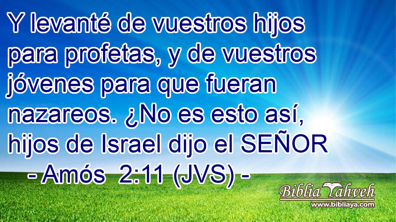 Y levanté de vuestros hijos para profetas, y de vuestros jóvenes para que fueran nazareos. ¿No es esto así, hijos de Israel dijo el SEÑOR