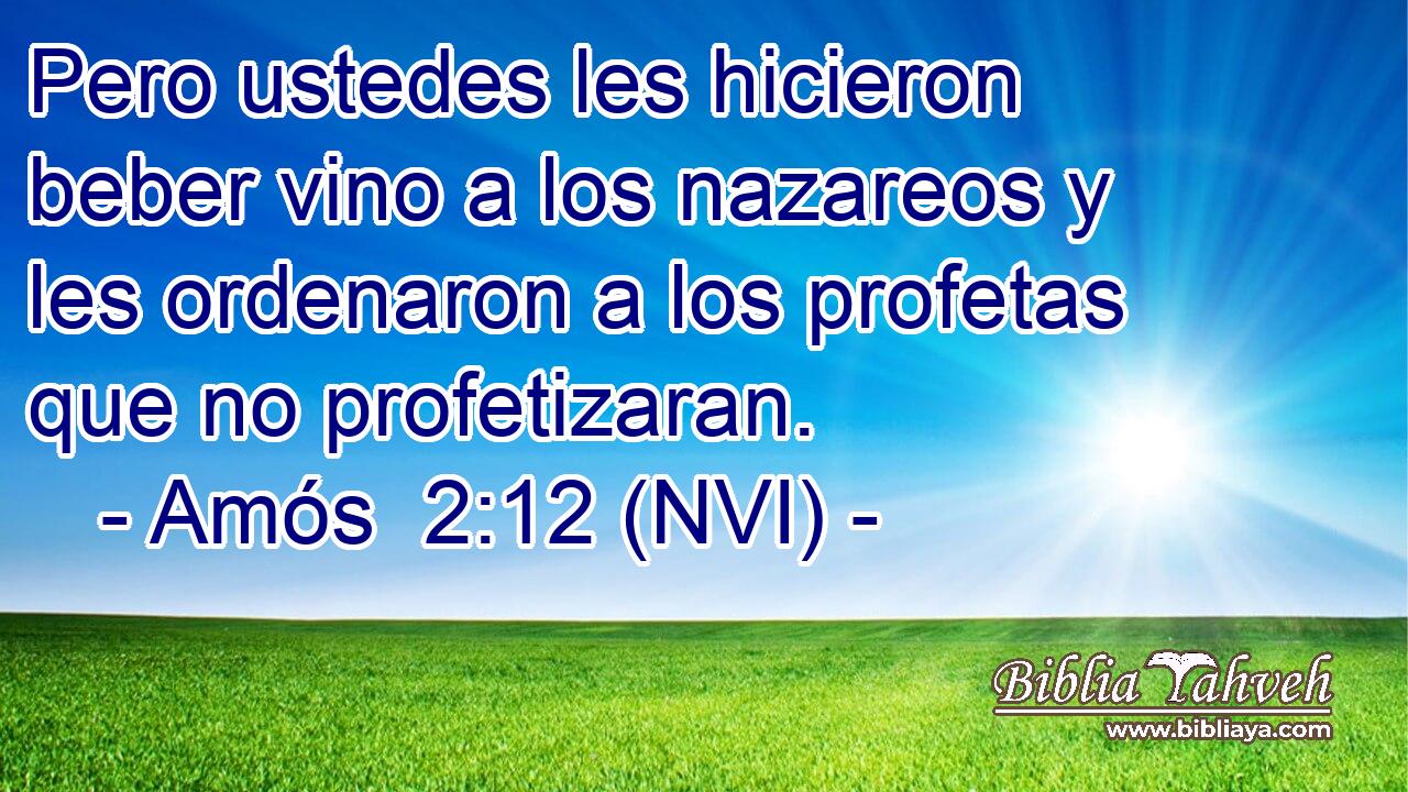  Pero ustedes les hicieron beber vino a los nazareos y les ordenaron a los profetas que no profetizaran. 