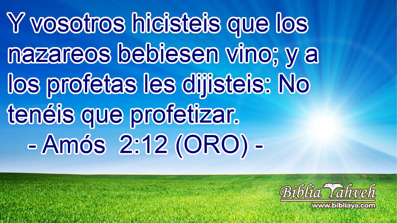  Y vosotros hicisteis que los nazareos bebiesen vino; y a los profetas les dijisteis: No tenéis que profetizar. 