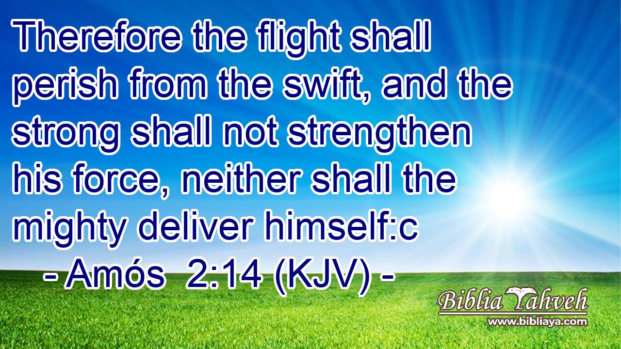 Therefore the flight shall perish from the swift, and the strong shall not strengthen his force, neither shall the mighty deliver himself:c