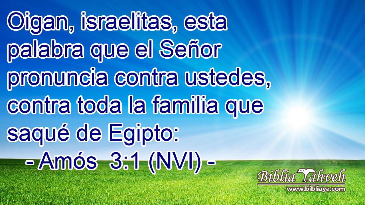  Oigan, israelitas, esta palabra que el Señor pronuncia contra ustedes, contra toda la familia que saqué de Egipto: 
