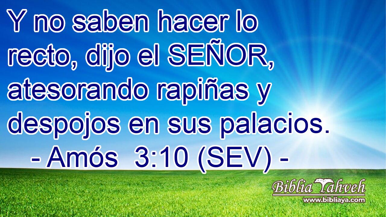Y no saben hacer lo recto, dijo el SEÑOR, atesorando rapiñas y despojos en sus palacios.
