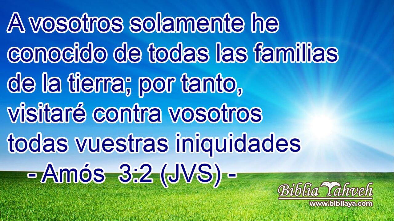 A vosotros solamente he conocido de todas las familias de la tierra; por tanto, visitaré contra vosotros todas vuestras iniquidades